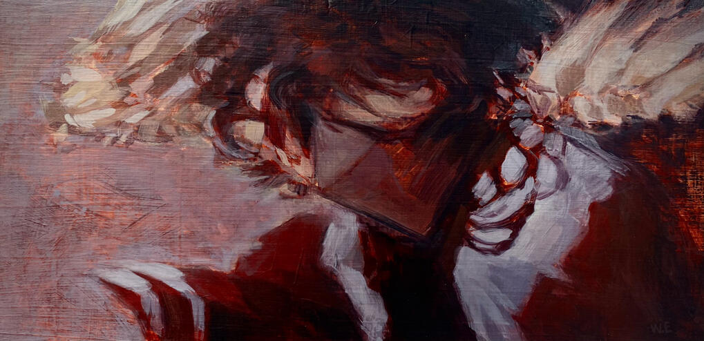 "The Lonesome Rest" 2025. Acrylic on wood, 5x12.